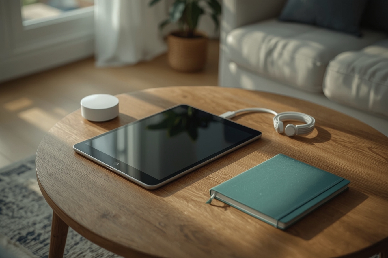 Evidence Gate mit Tablet, Sensor und Notizbuch